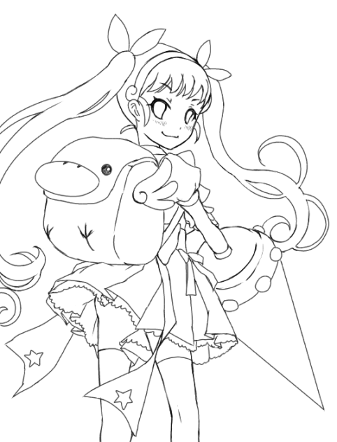 【線画】魔法少女まよい（マギレココラボ）