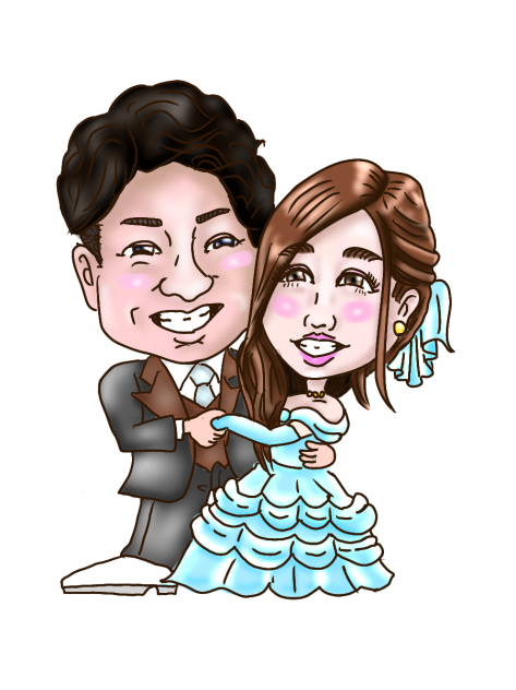 似顔絵　Happy Wedding（ウェルカムボード）