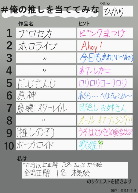 当ててみて！