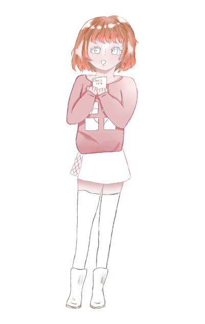バレンタインイラストの線画♡