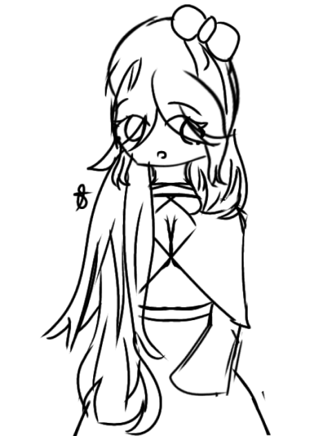 A Girl with Hair From One Side Sketch