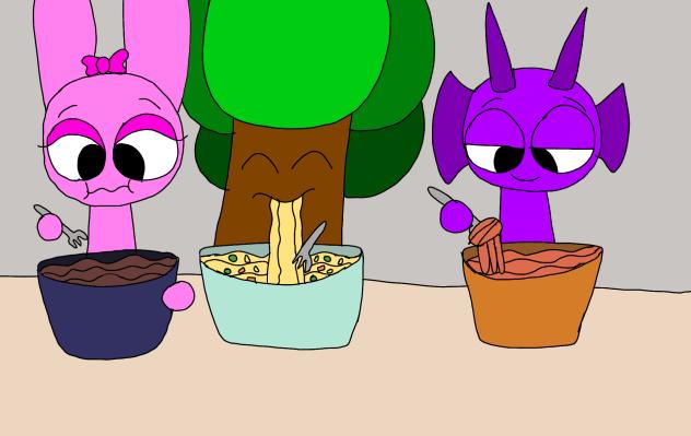 sprunki eating noodles