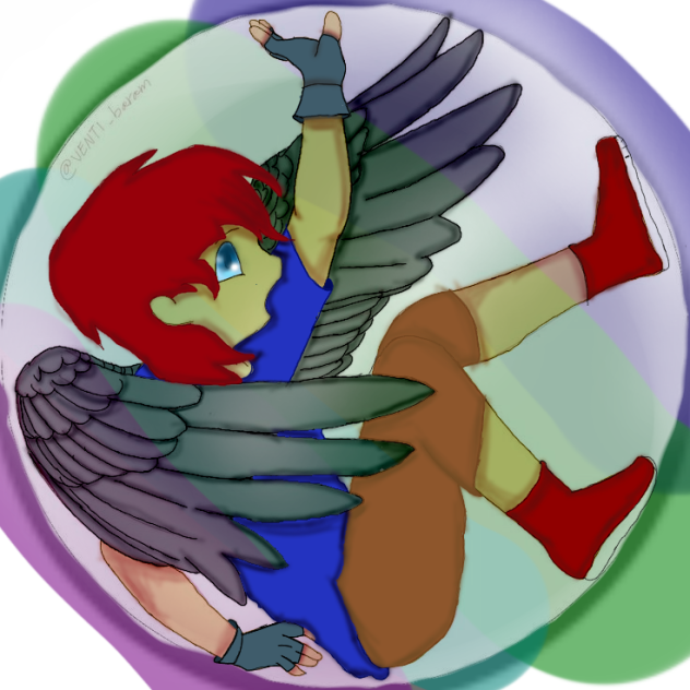 fallen angel in a bubble