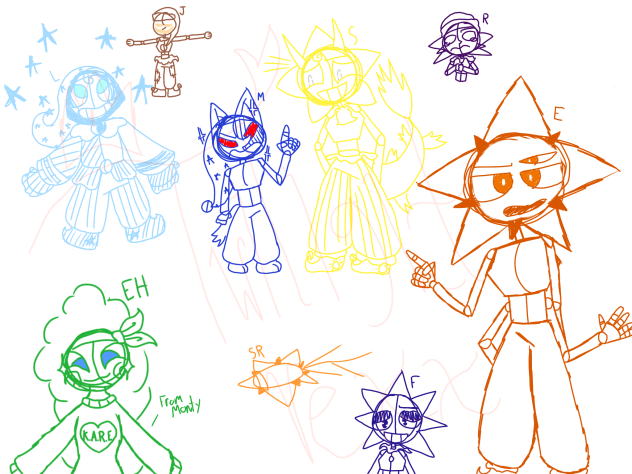 Sketches of Sams characters
