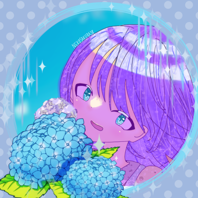 フリーアイコン　紫陽花少女