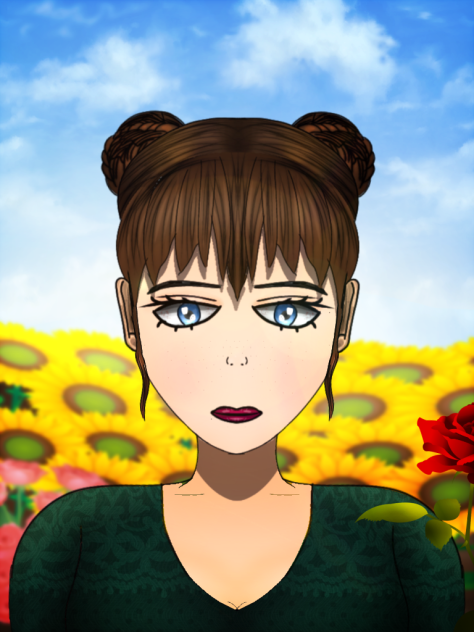 a girl in a field