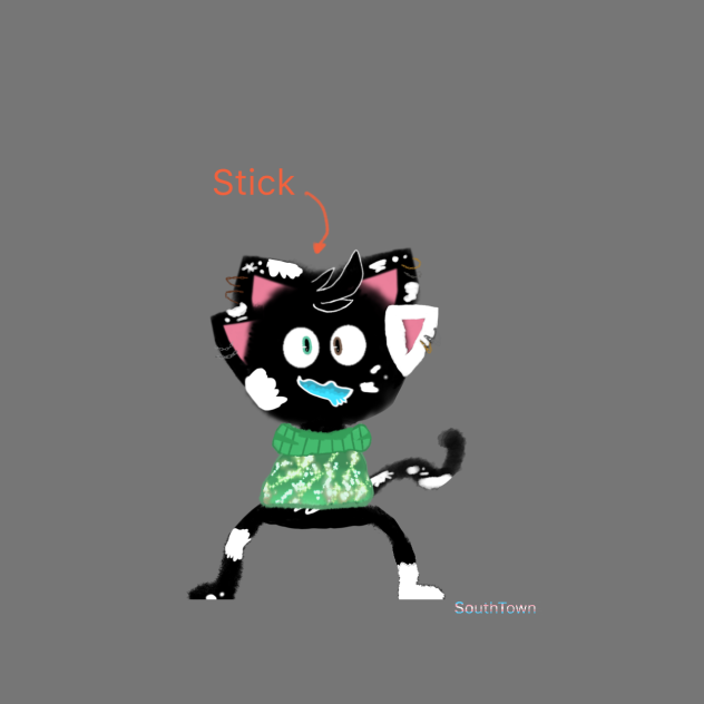 Stick(but wearing a sweater)