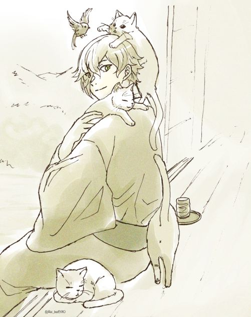 鶯丸と猫 Ibispaint