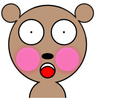 「そうなの？」と思いながら驚いているくまを描きました。