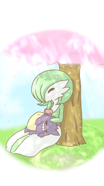 サーナイトの膝の上で眠るゲンガー