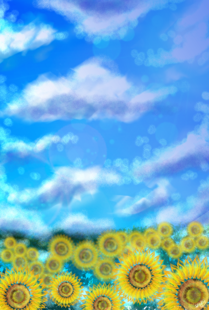 背景、向日葵畑