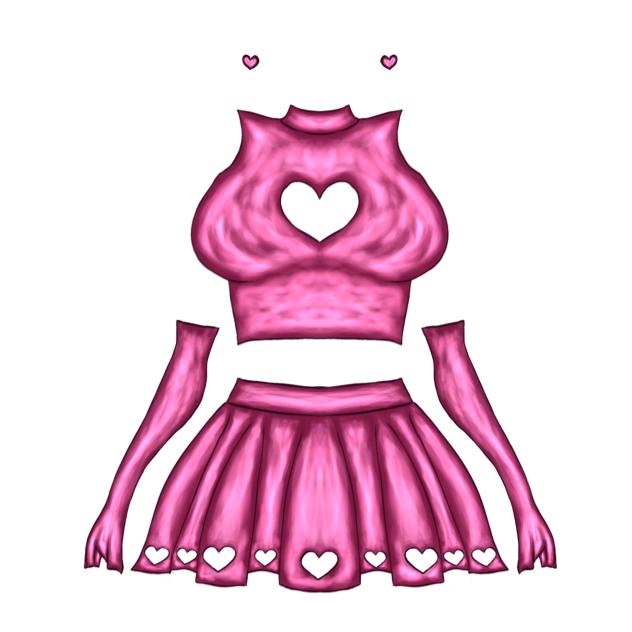 Pink top, skirt with a heart cutout