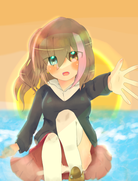 夕方の海と私の✖️✖️。