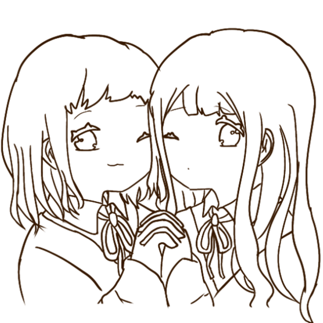 音ちゃんとのペアアイコン線画