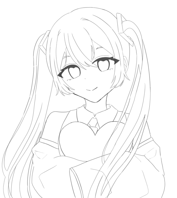 ミクちゃん線画