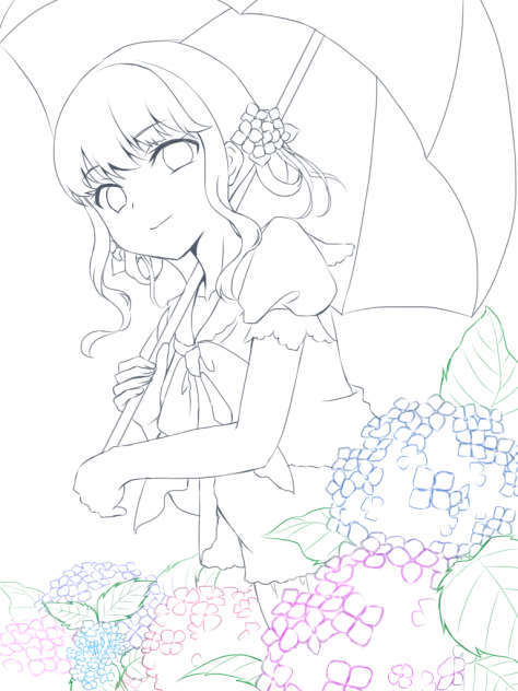 ぬりえ(あじさい)