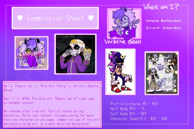 My commission sheet