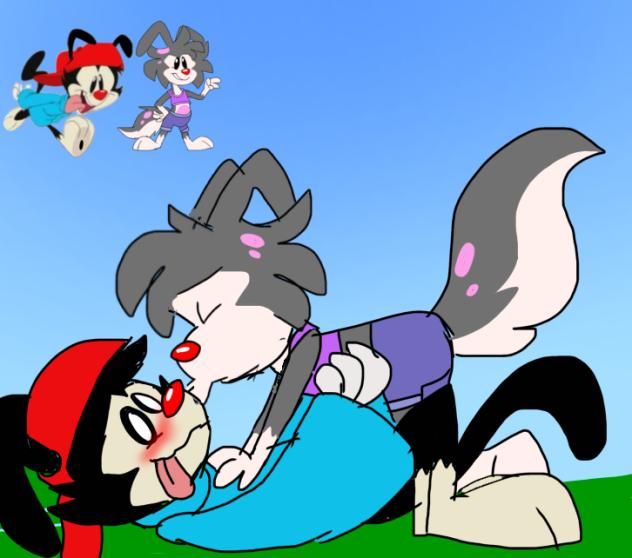 Plum Barnes kisses Wakko Warner
