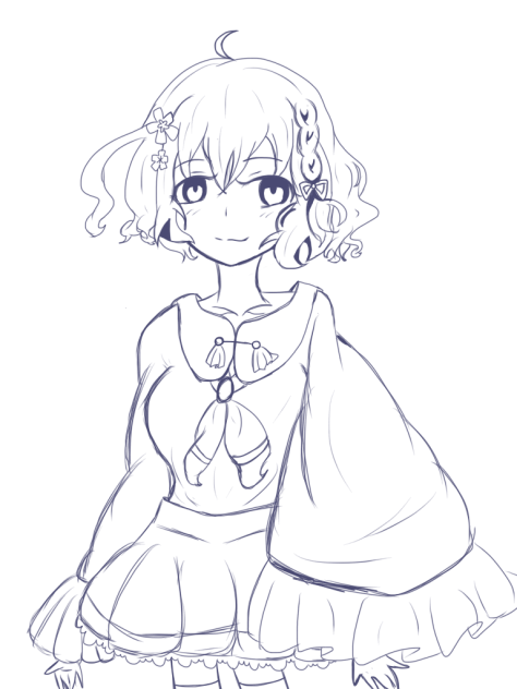 ふわふわ女の子 線画 塗ってください!!