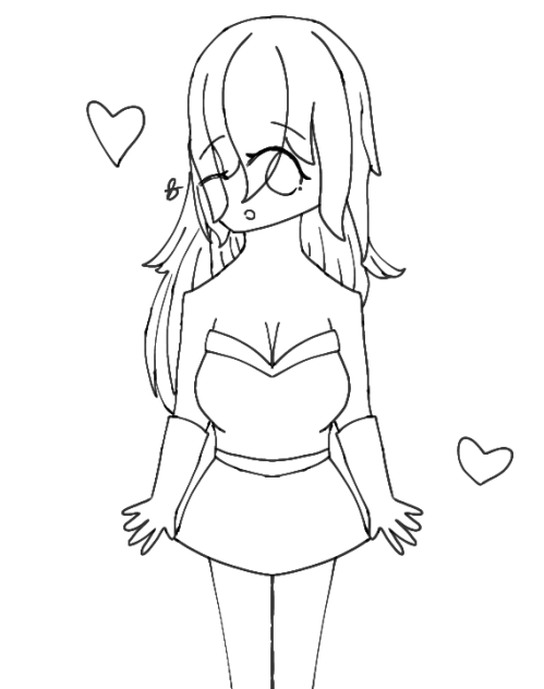 A Beauty in a Special Dress Lineart