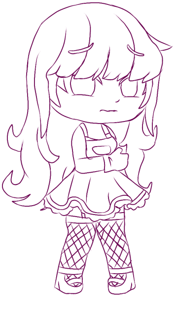 Shy girl lineart