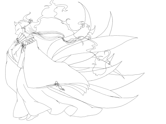 九尾 塗り絵 Ibispaint