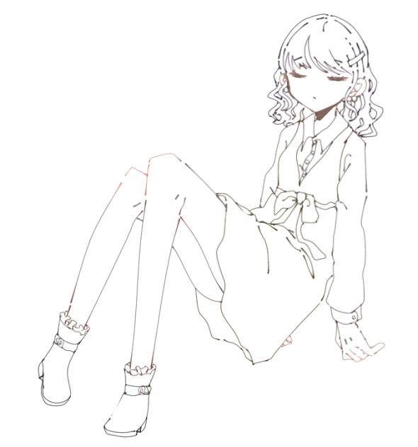 秋服の女の子🍁　線画