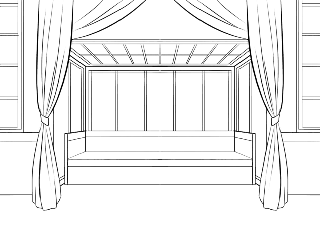 洋館の窓辺 線画