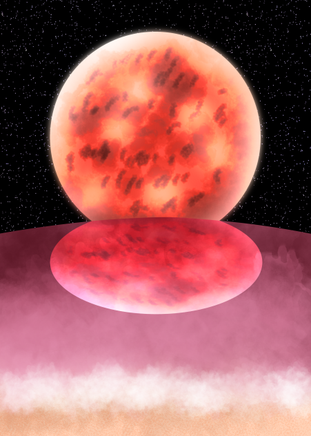 背景 月と海(赤)