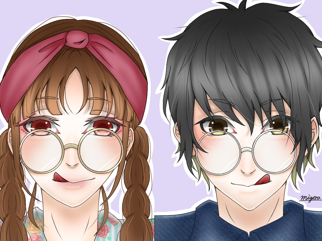 丸メガネカップル Ibispaint