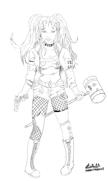 Harley Quinn fan art relined redraw
