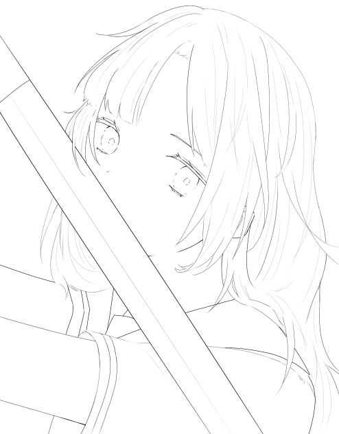 Sword Girl 「刀剣女子」 線画