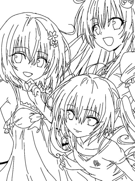 線画 ララ＆モモ＆ナナ  塗っていただきたい