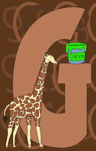 Letter G for giraffe and green