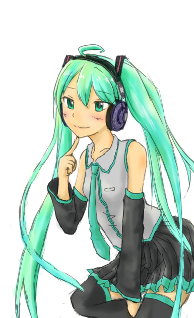 初音-耳機少女k702(彩稿)