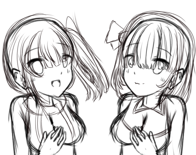 sketch of konata and iwami