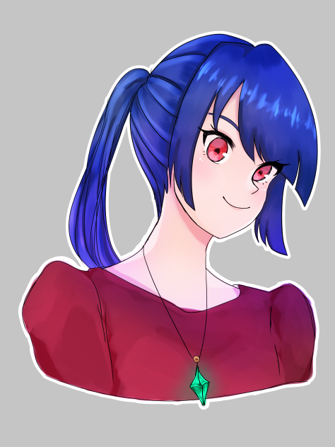 落書き 青髪ポニテ
