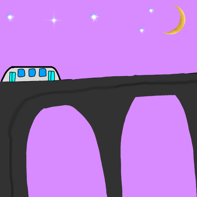 поезд на мосту - ibisPaint
