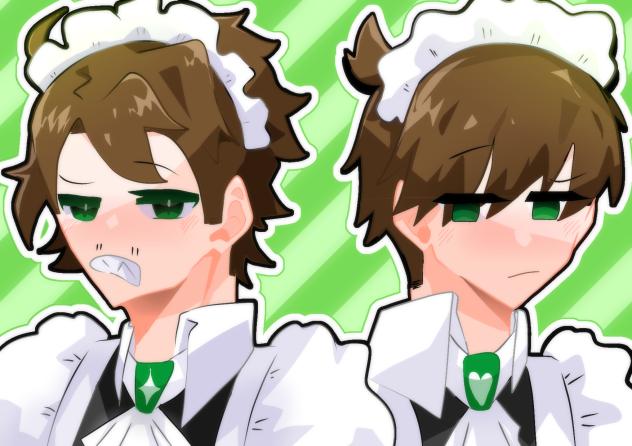 メイド服を着るエッドとエドワード