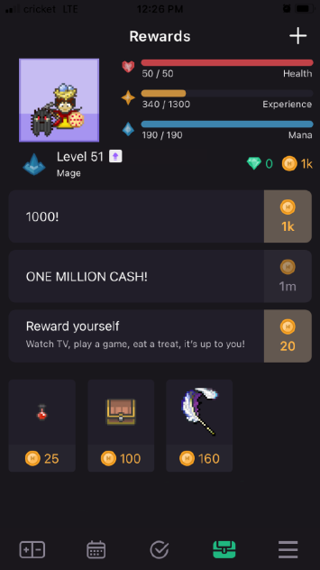 I achieved 1000 cash on Habitica!