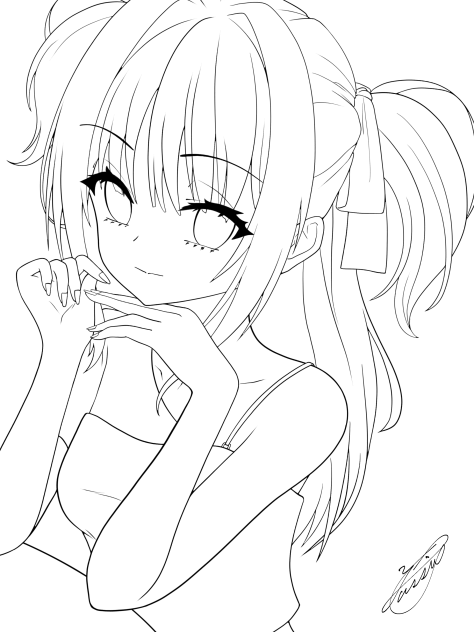 ハーフツインワンショルダー（線画）