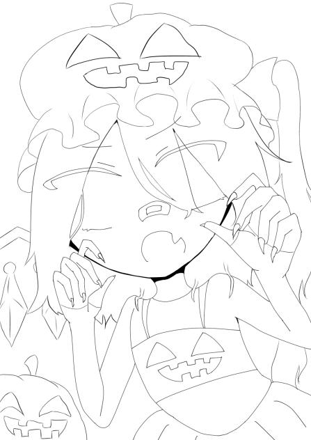 お菓子くれなきゃきゅっとしてドカーンしちゃうぞ！ぬり絵