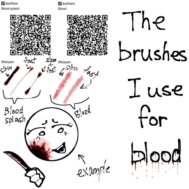 The brushes I use for blood