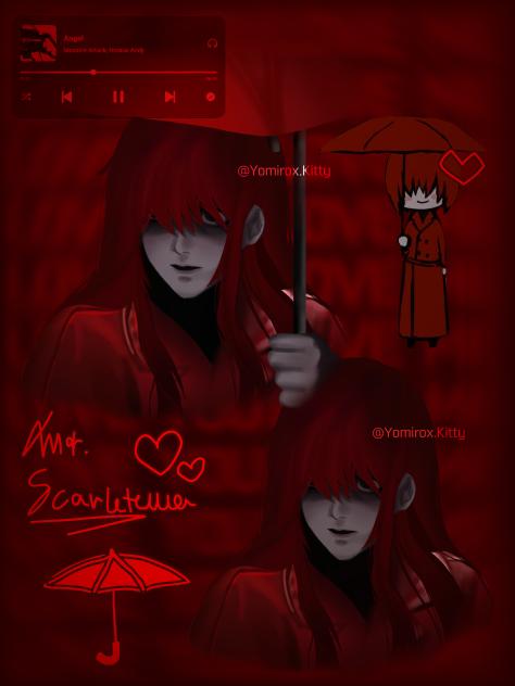 Mr. Scarletella with long hair.