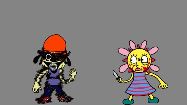 Pibby PAraPPA Vs Sunny wielding a knife