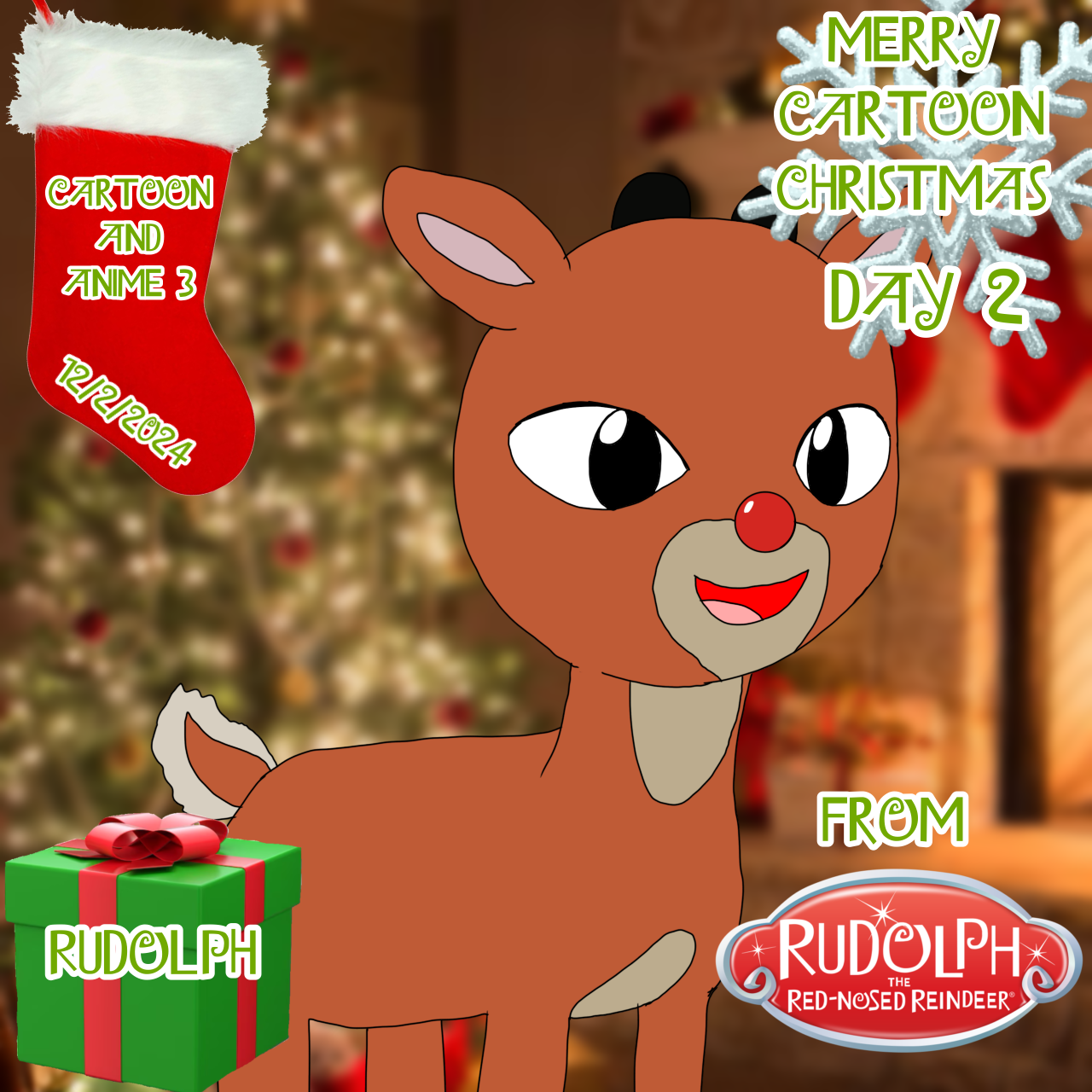 Merry Cartoon Christmas Day 2 Rudolph - ibisPaint