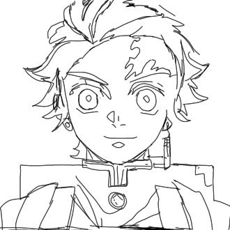 Tanjro Kamado looking surprised or sum