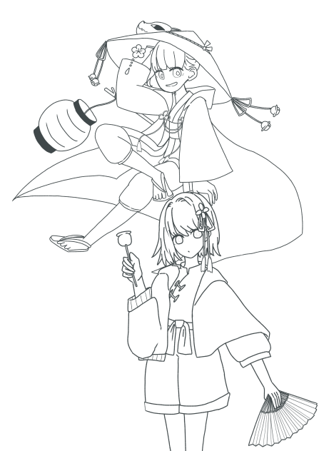 セツとミズキ　線画