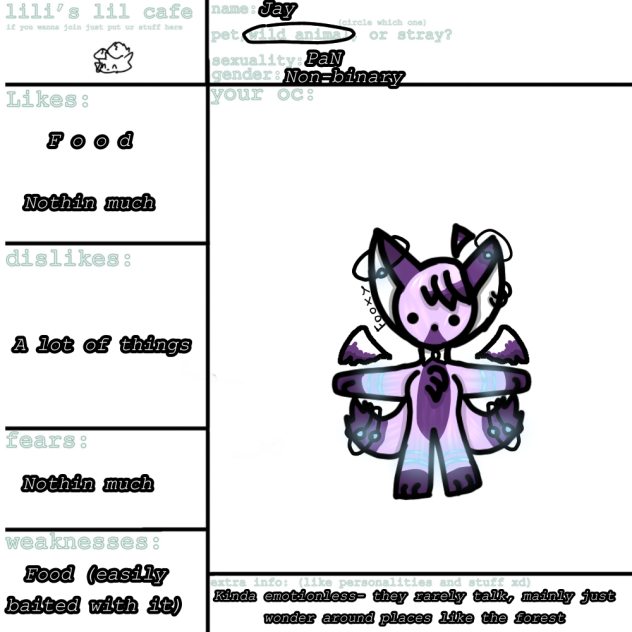 Character sign up sheet