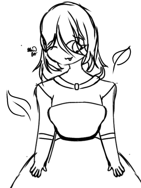 A Girl with 2 Leaves Sketch